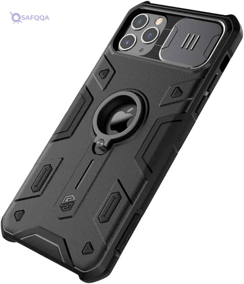 Nillkin iPhone 11 Pro Case Slide Camera Protection Case for iPhone 11 Pro Cover Ring Stand Holder (Black) - Safqqa