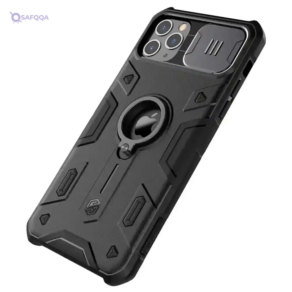 Nillkin iPhone 11 Pro Case Slide Camera Protection Case for iPhone 11 Pro Cover Ring Stand Holder (Black) - Safqqa