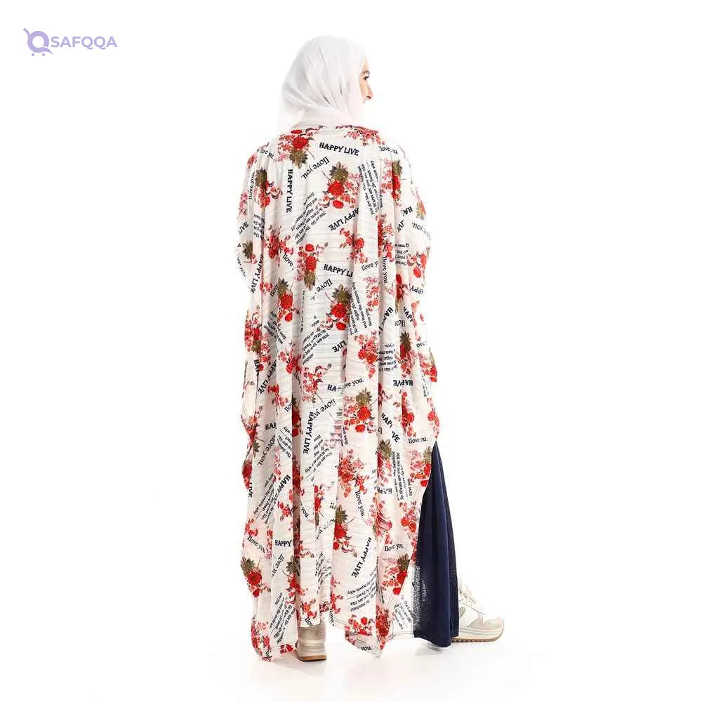 JAMILA Short Sleeves Slip On Self Printed Cardigan,Ideal for layering over tops, dresses, or casual outfits. - Safqqa
