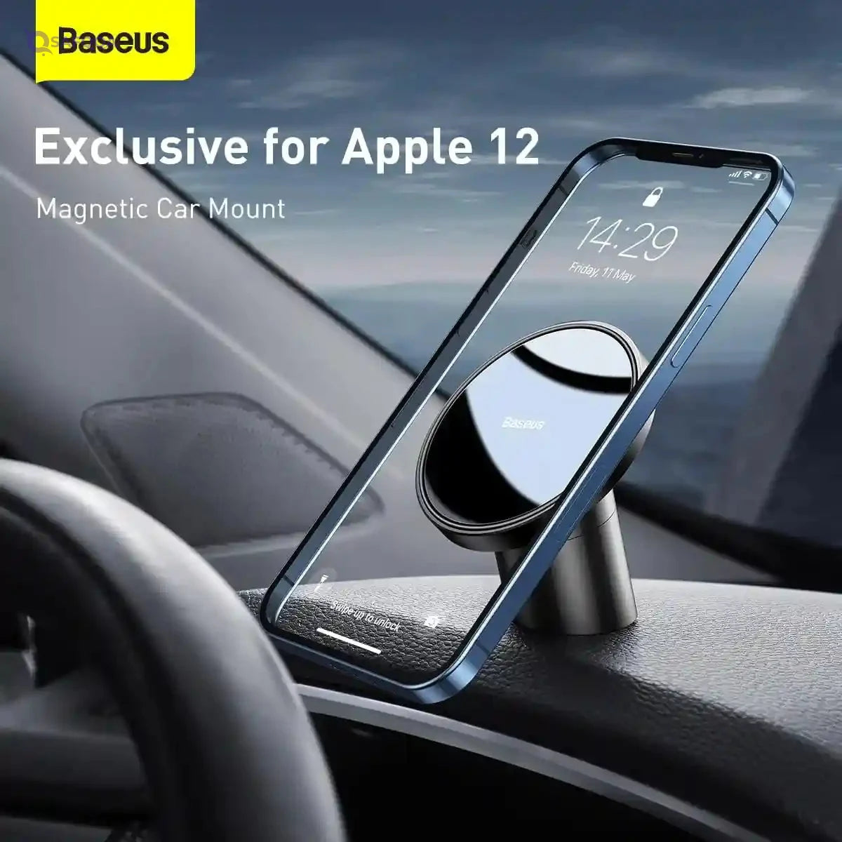 Baseus Magnetic Car Mount Dashboard & Air Vent Cell Phone Holder Compatible for iPhone - Safqqa
