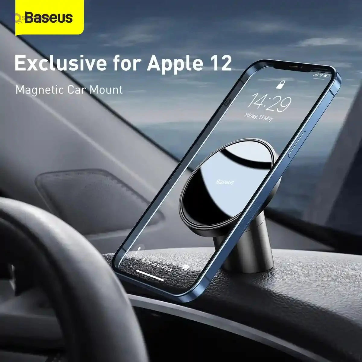 Baseus Magnetic Car Mount Dashboard & Air Vent Cell Phone Holder Compatible for iPhone - Safqqa