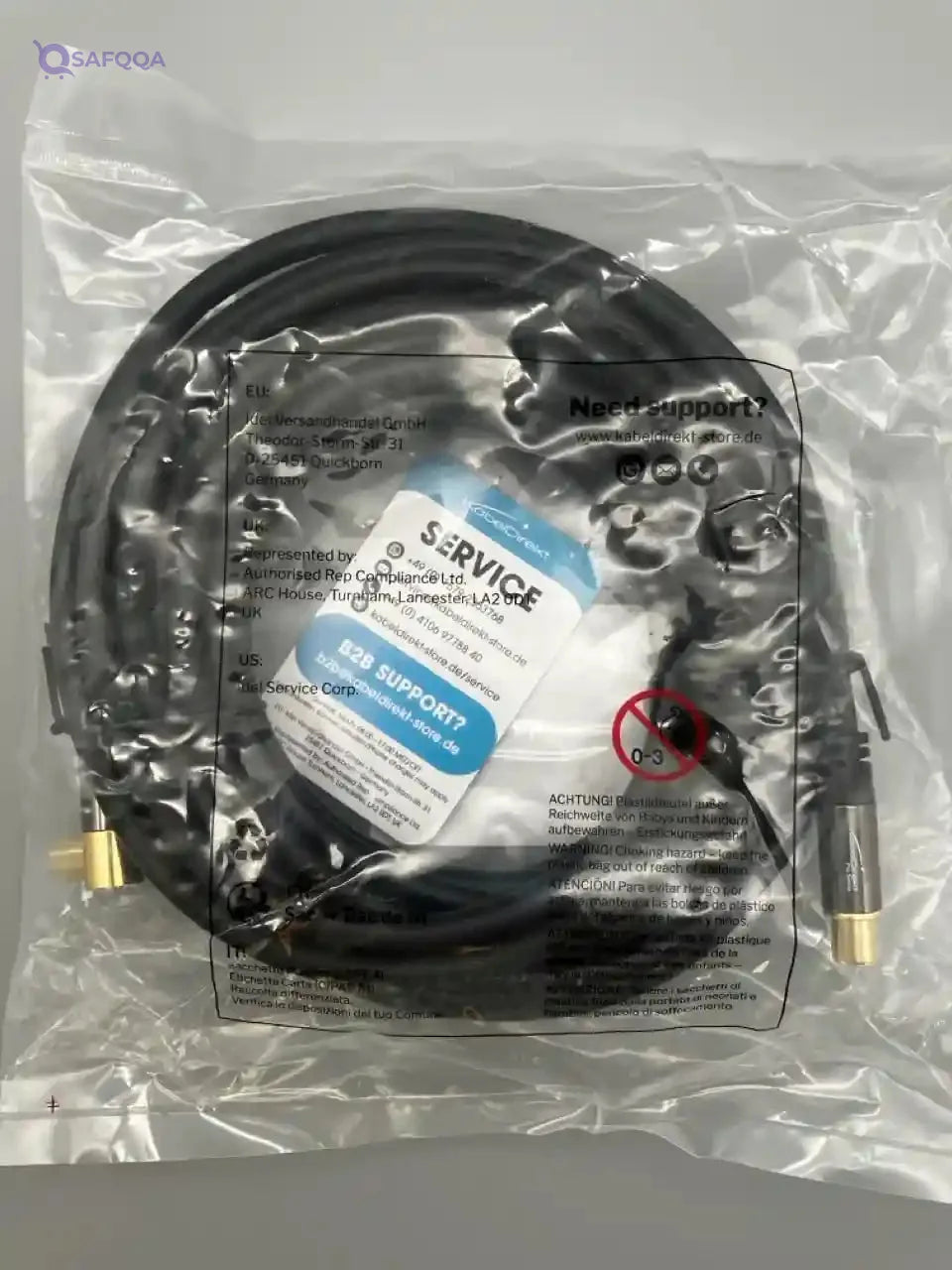 KabelDirekt 935 7.5m Coaxial Aerial/Antenna Cable with angle 90 ° (75 Ohm, angled female connector straight male connector, for TV, HDTV, radio, DVB-T2, DVB-C, DVB-S) black - Safqqa