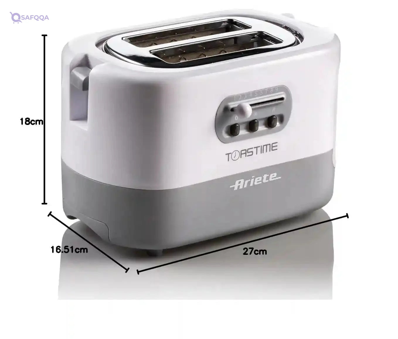 Ariete 159 Toastime 2-Slice Toaster – 700W, 9 Browning Levels, 3 Functions, White (Delonghi Group) - Safqqa Egypt