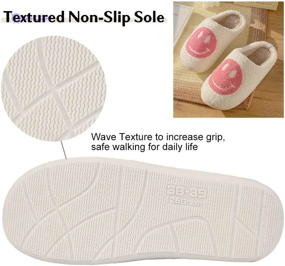 Happy Face Slide Slippers for Women – Comfortable Casual Footwear - Safqqa
