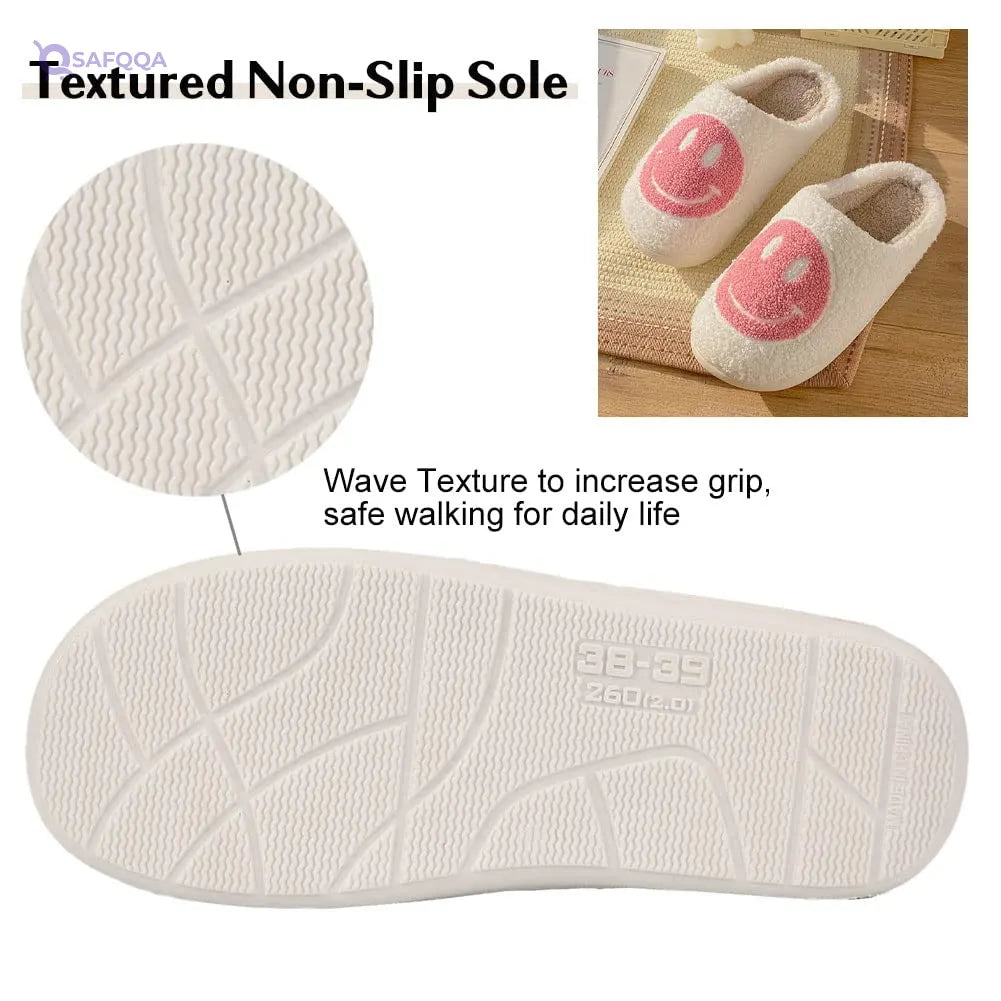 Happy Face Slide Slippers for Women – Comfortable Casual Footwear - Safqqa