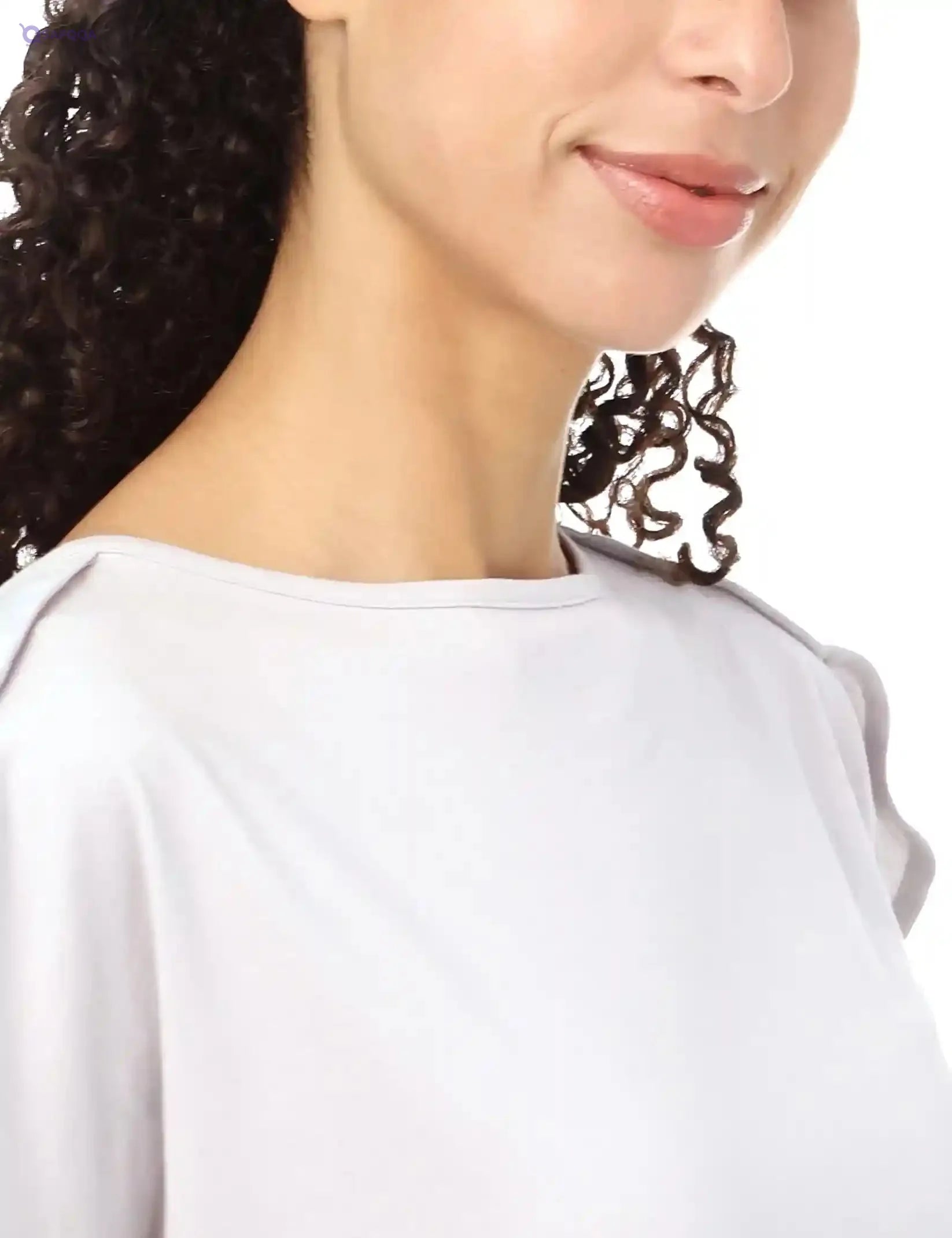 Splash Basic Solid Round-Neck Split Short Sleeves T-shirt For Women - Safqqa Egypt