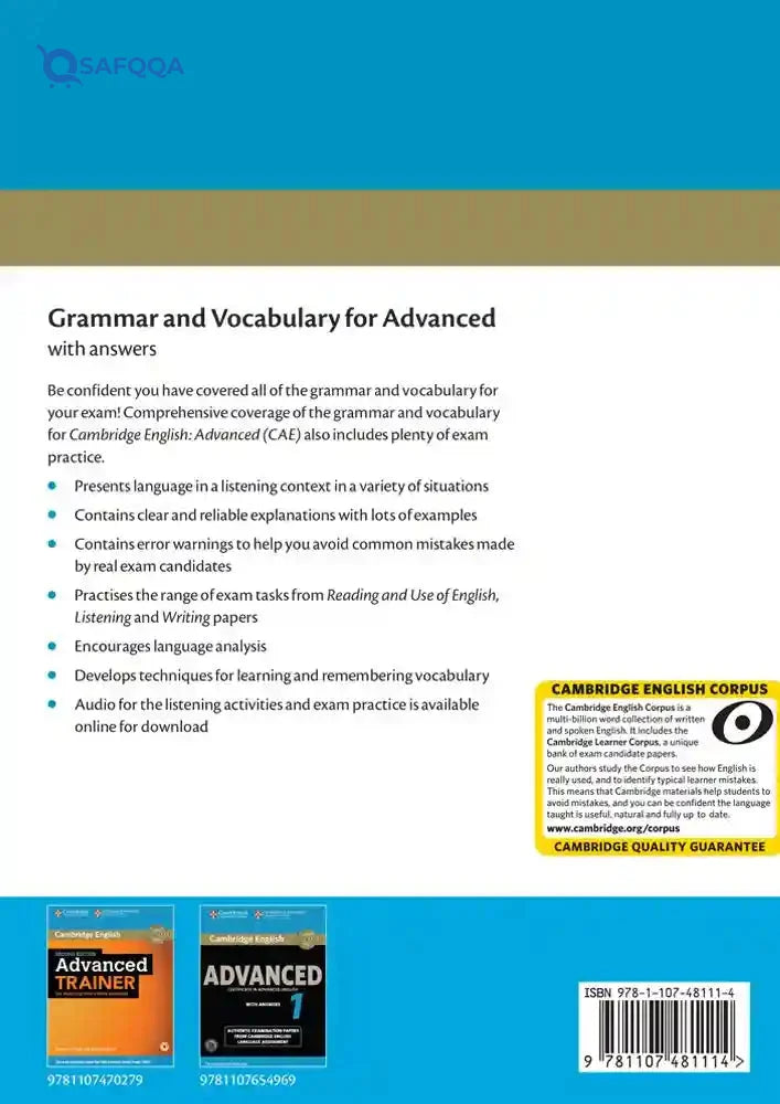 Grammar and Vocabulary for Advanced Book with Answers and Audio: Self-Study Grammar Reference and Practice - Safqqa