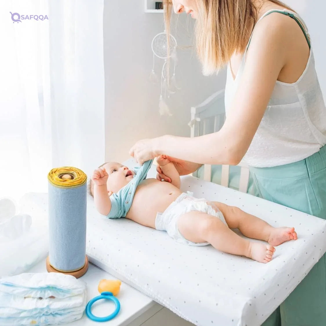 komkom baby changing mat patterned,Durable and safe for daily diaper changes. - Safqqa