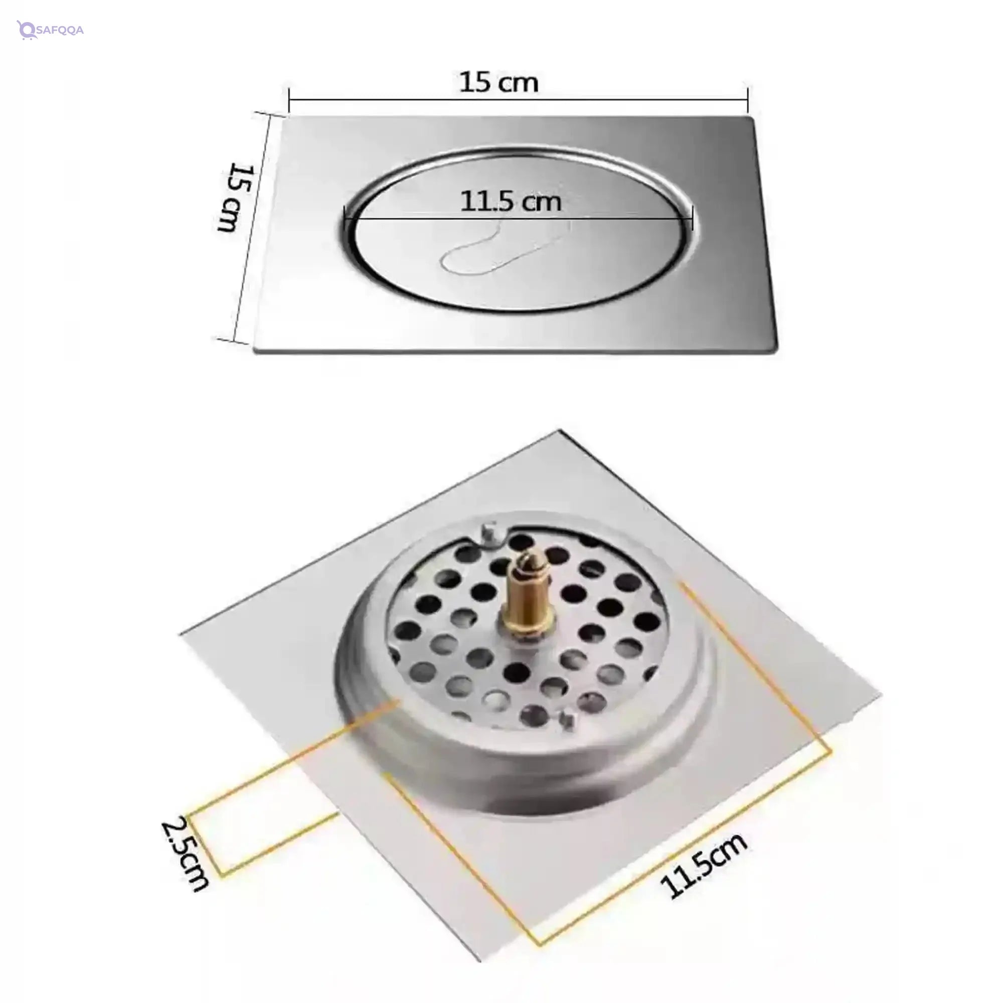 Sulfar Stainless Steel 150 mm X Bathroom Shower Floor Drain K18 - Safqqa