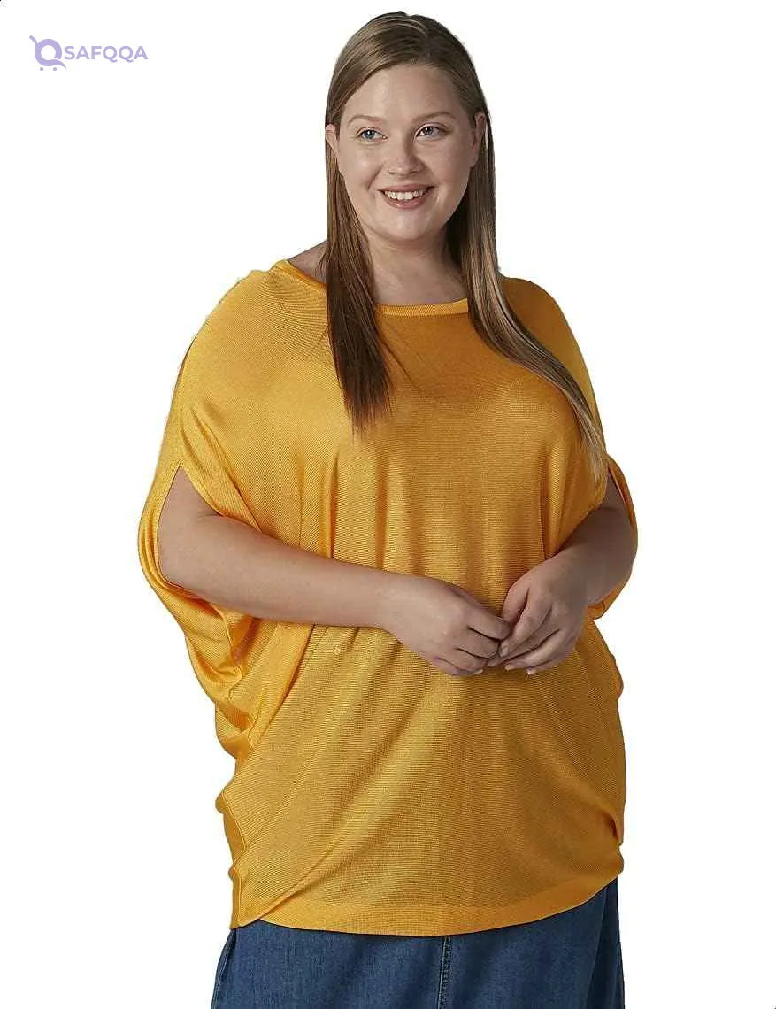 Splash Plain Short Sleeves Round Neck Blouse for Women - Safqqa Egypt