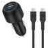 Powerology Charger In Car 130W X2 PD Port & X1 Q.C Port - Black - Safqqa