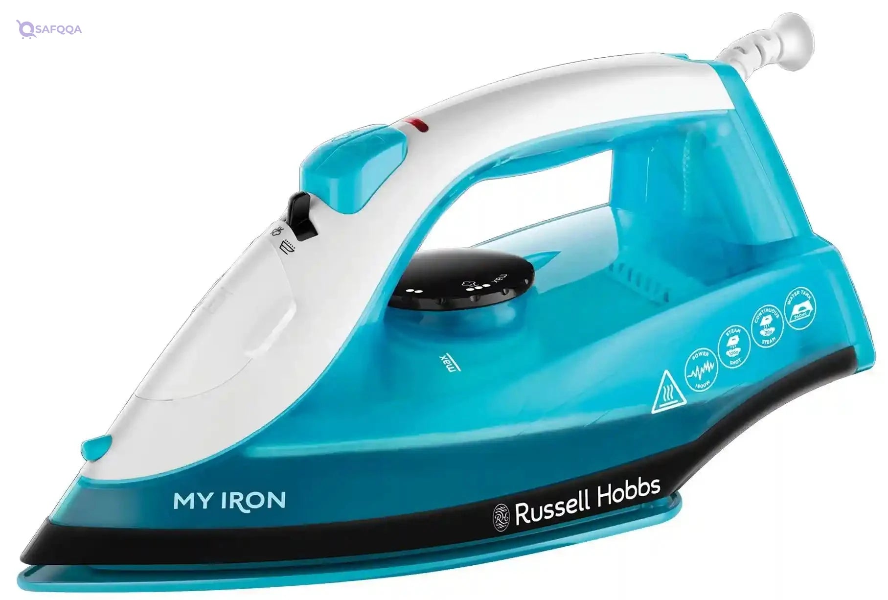 Russell Hobbs 1800W My Iron Steam Iron, Ceramic Soleplate, 260ml Water Tank, Self-Clean Function, 2m Power Cord, Model 25580 (Blue/White) - Safqqa Egypt