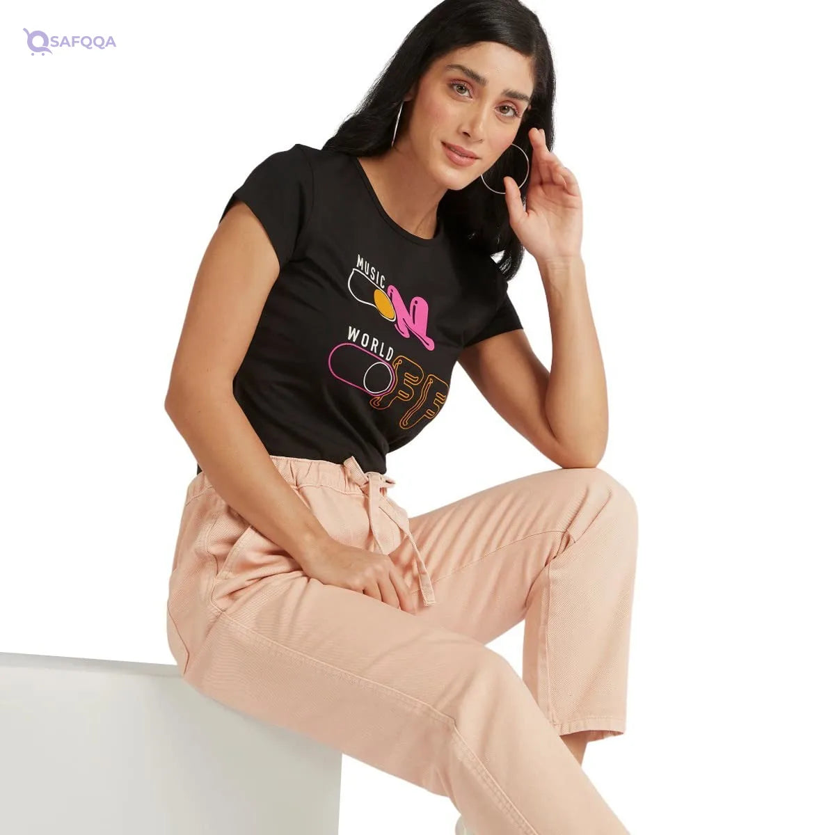 Splash Printed T-Shirt For Women,Classic round-neck for timeless style. - Safqqa