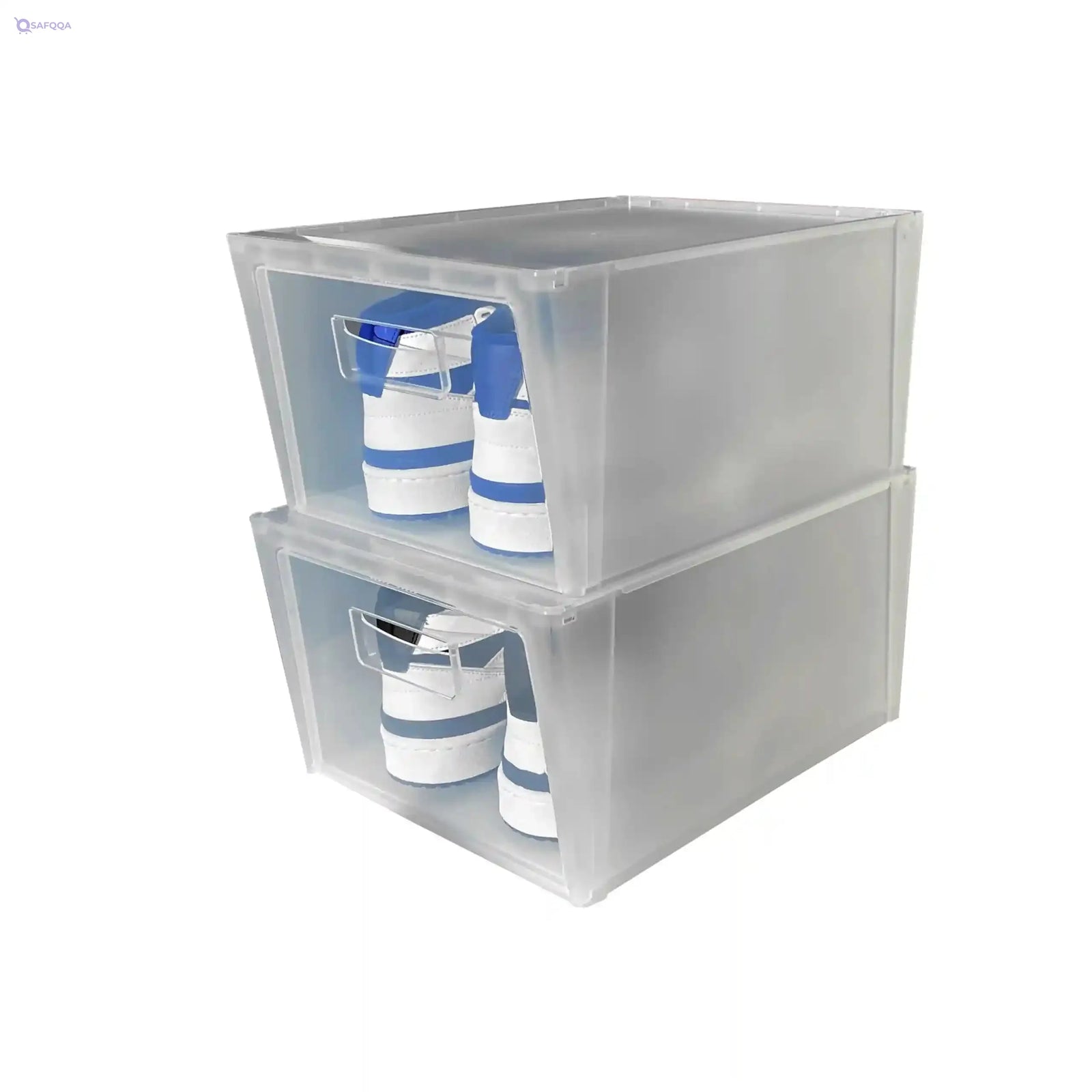 Snips, Set of 2 Shoes Rack, Shoes Organiser, Space Saving Shoe Boxes 37 x 27.7 x 25.7 cm,Made in Italy - Safqqa