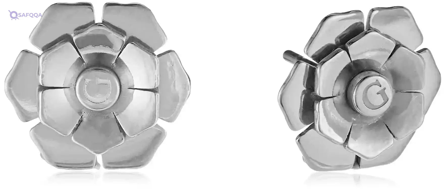 Guess Stainless Steel Flower Shaped Stud Earrings for Women - Silver - Safqqa