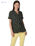 Splash Patterned Front Bow Short SLeeves Blouse for women - Safqqa Egypt