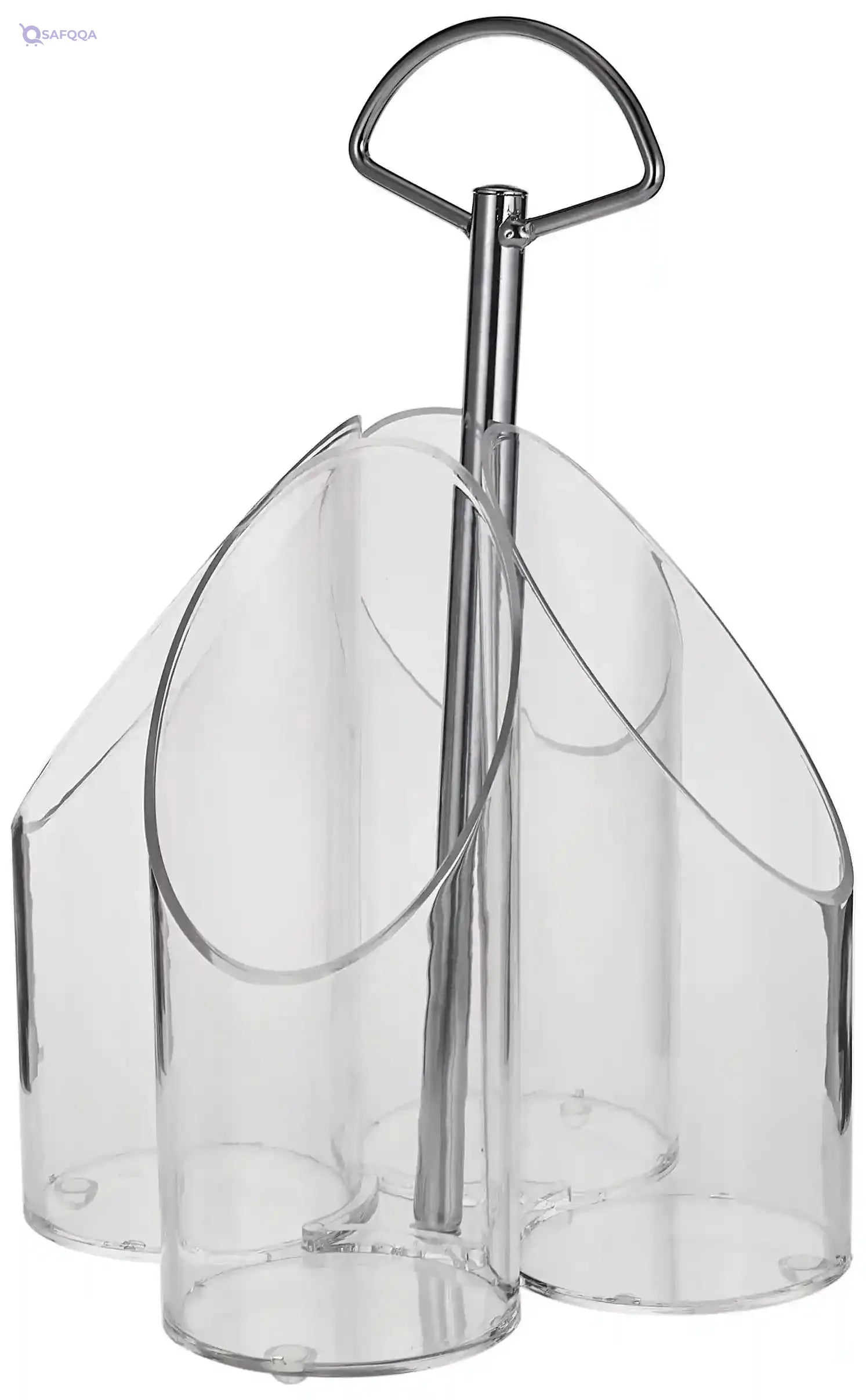 Vague Cutlery Holder For Kitchen, Transparent/Silver - Safqqa