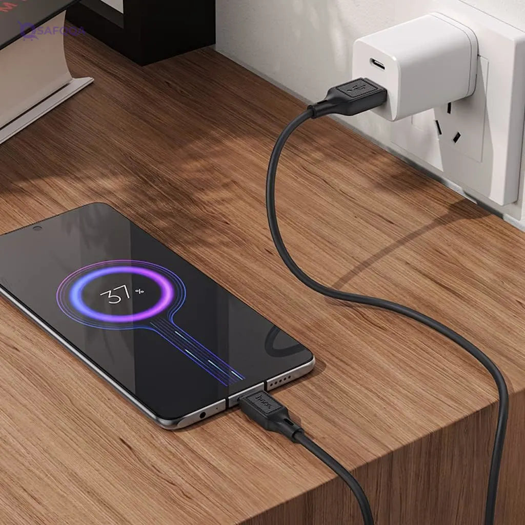 Hoco X90 - Cool Silicone Charging And Data Transmittion Cable , USB-A To Micro-USB Plug, Compatible With Samsung Huawei Xiaomi Oppo - Safqqa