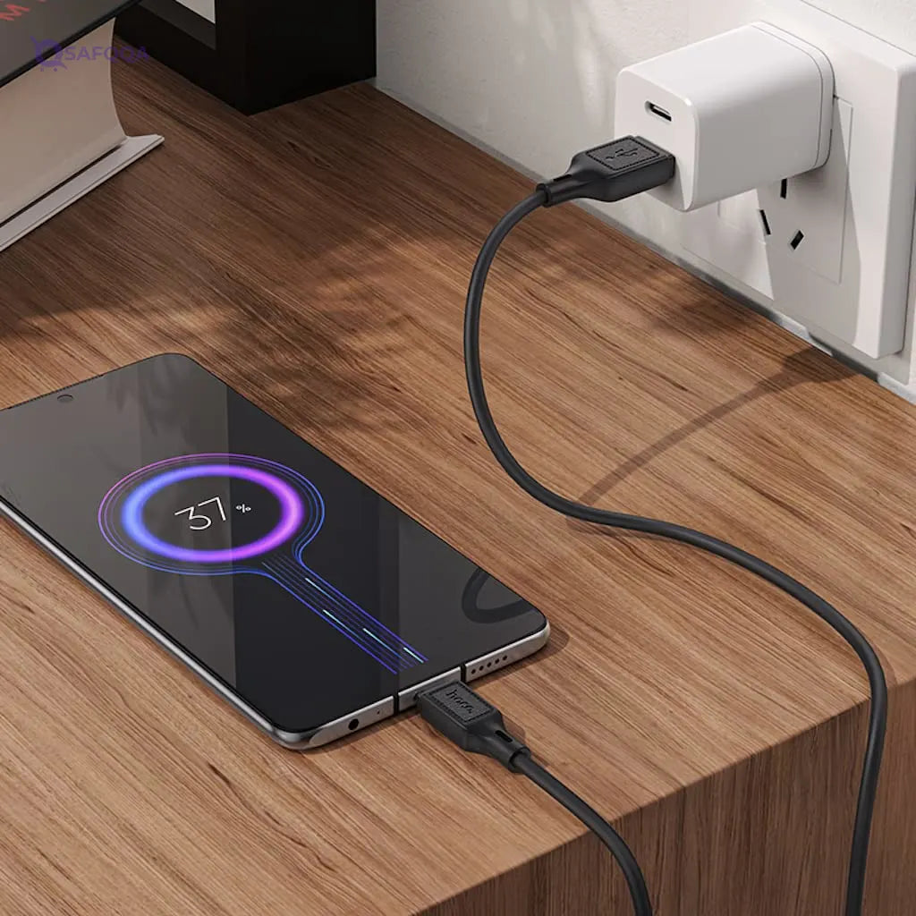 Hoco X90 - Cool Silicone Charging And Data Transmittion Cable , USB-A To Micro-USB Plug, Compatible With Samsung Huawei Xiaomi Oppo - Safqqa