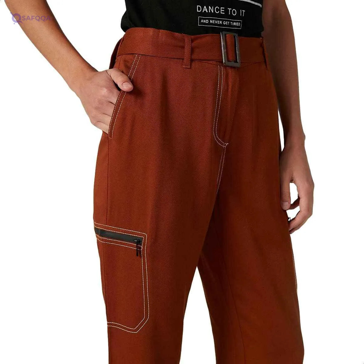 Splash Contrast Stitching Straight Pants for Women - Safqqa Egypt