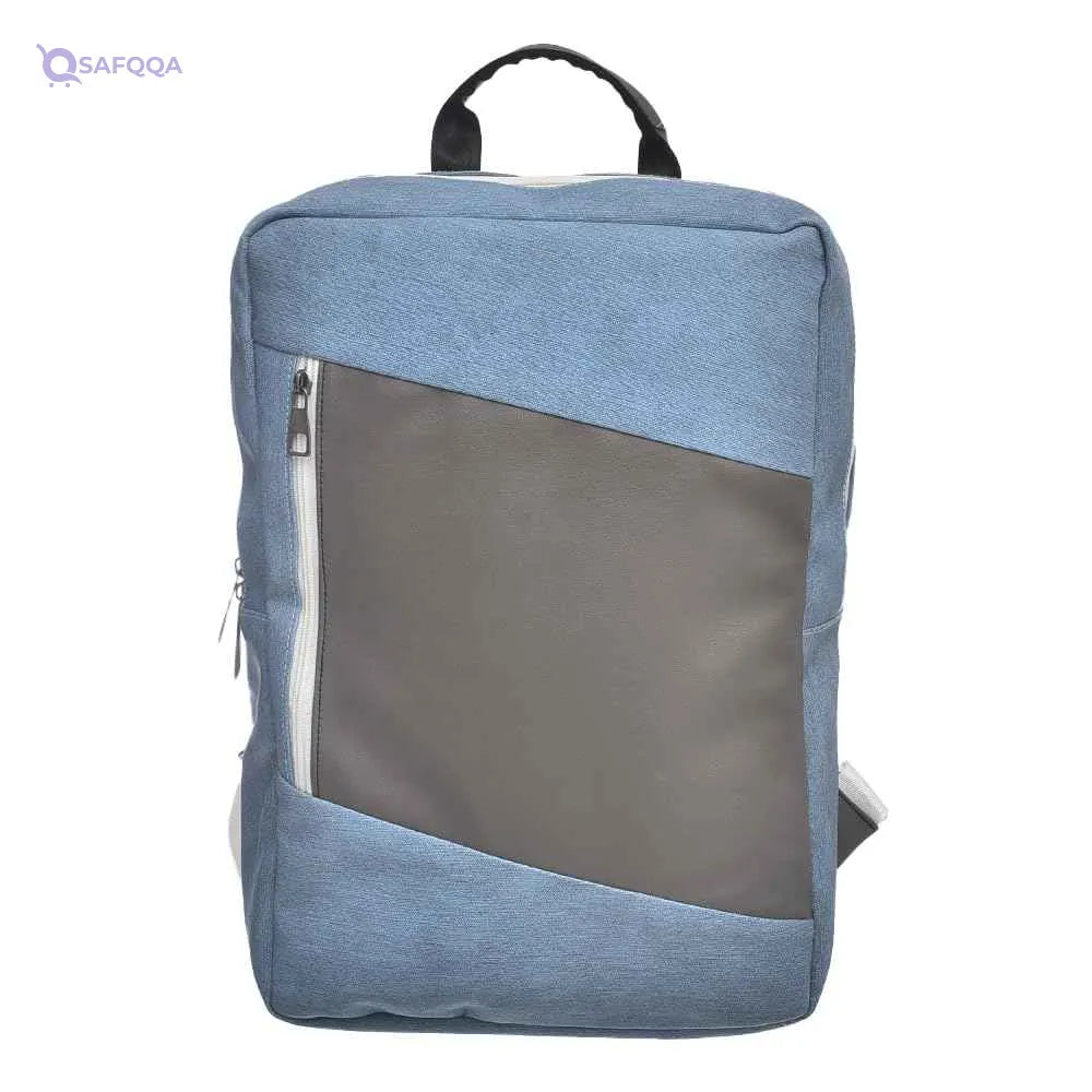 Accelerate Linear Gray Blue Leather Protective 15.6 inch Premium Dual Color Backpack with Front Vertical Pocket | Durable Design compatible with MacBooks and Laptops - Safqqa Egypt