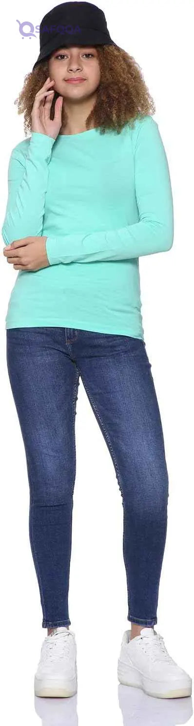 Splash Women’s Long Sleeves Round-Neck Slim-Fit T-Shirt - Safqqa Egypt