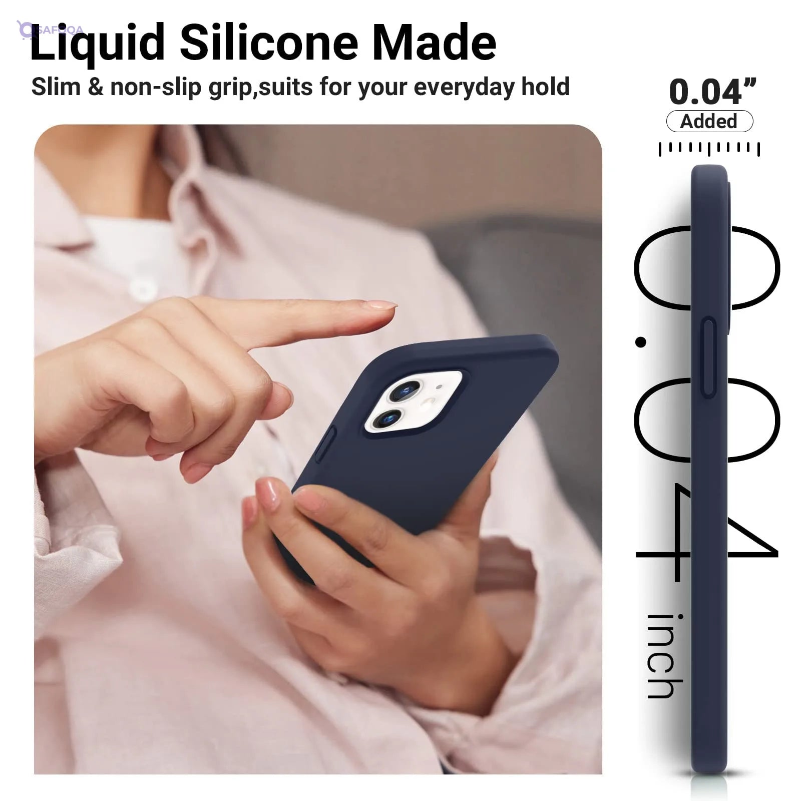 [Non-Yellowing] Compatible with iPhone 12 shell, military grade 10 feet drop tested, (camera protection, anti-scratch), 6.1 inch silicone phone shell, dark blue - Safqqa