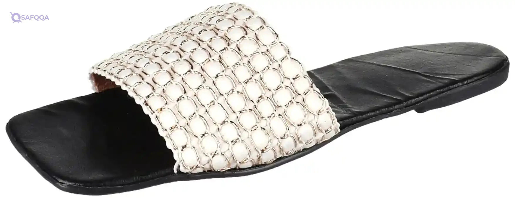 OX Faux Leather White Slides OX0011 For women, Size 38 EU - Safqqa