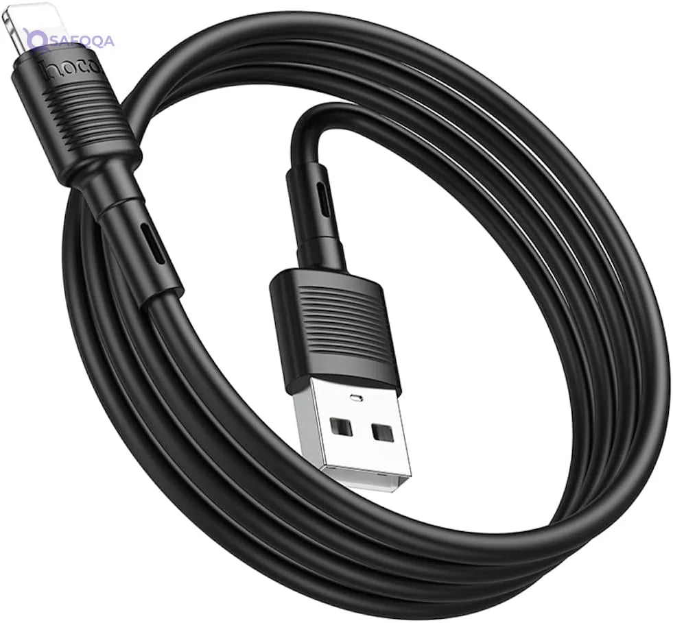 Hoco X83 - Victory Charging And Data Transmittion Cable (2.4A - 1M), USB-A To Lightning Plug, Compatible With Apple iPhone iPad Airpods - Safqqa