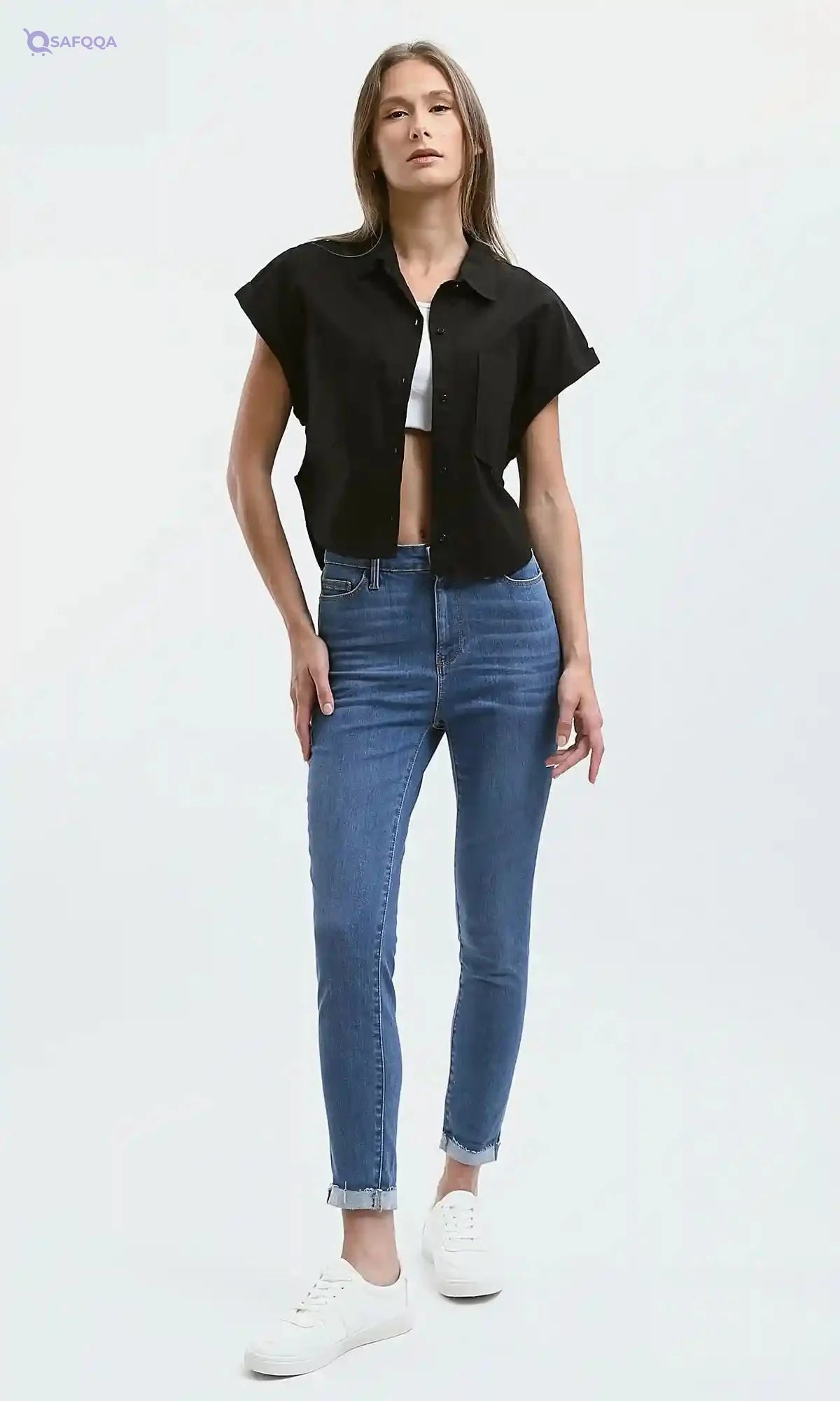Ravin Womens Light Vintage Blue Solid Skinny Jeans Pants - Safqqa Egypt