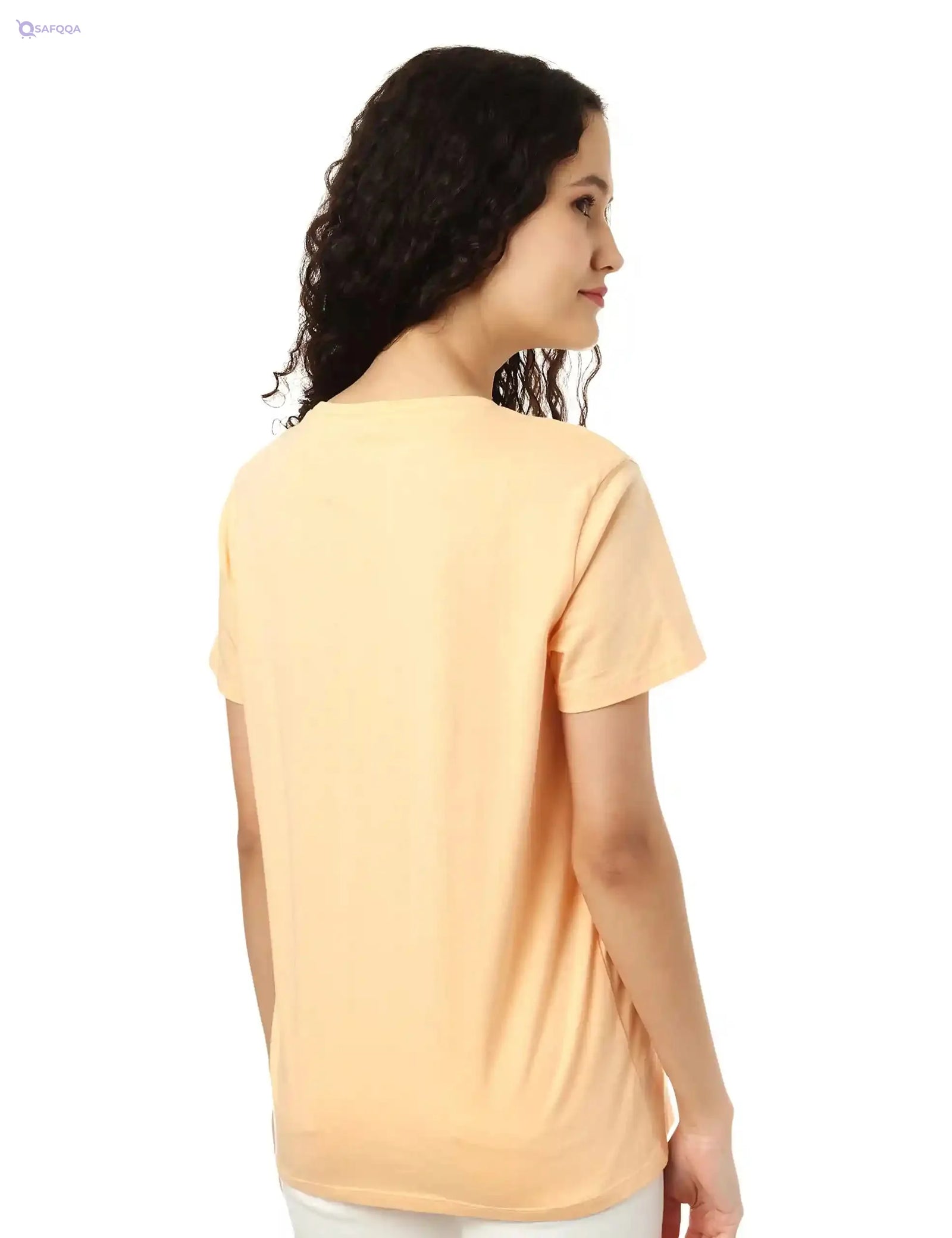 Splash Front Print Short Sleeves Cotton T-Shirt for Women - Safqqa Egypt