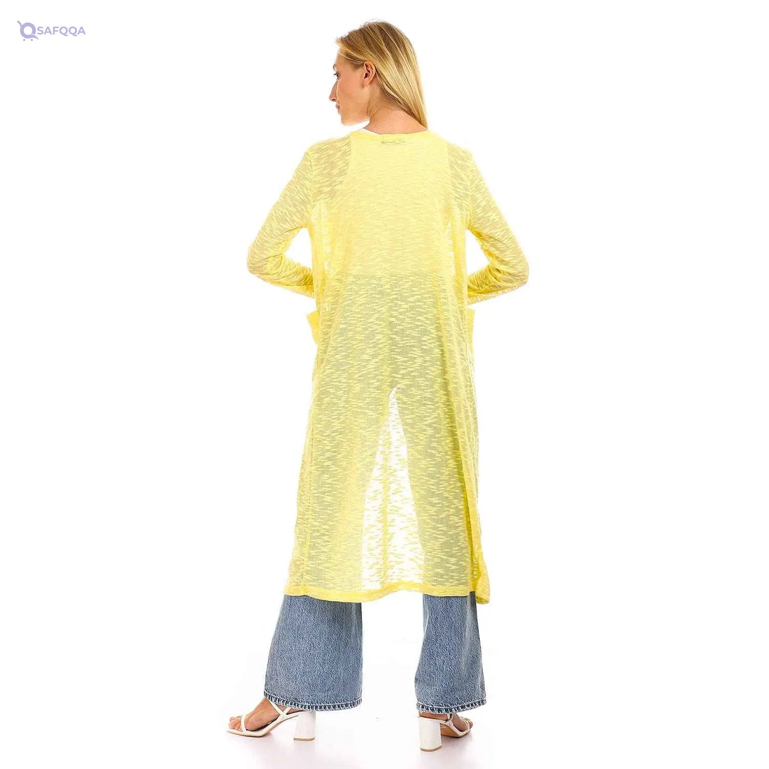 JAMILA Women’s Long Open Neck Cardigan Sweater - Safqqa