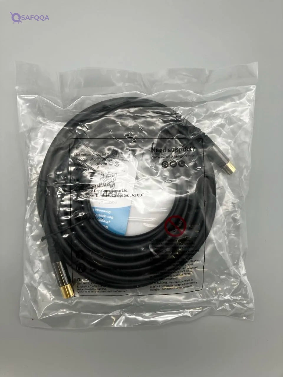 KabelDirekt – 7.5m Coaxial Aerial/Antenna Cable with angle 90° (75 Ohm, 90° angled male connector – straight female connector, coaxial cable for TV, HDTV, radio, - Safqqa