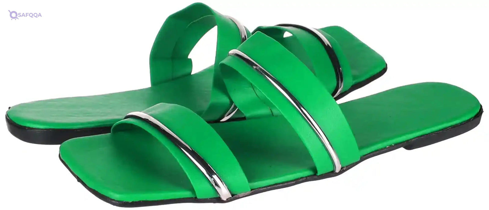 OX Faux Leather Green Slides OX006 For women - Safqqa Egypt