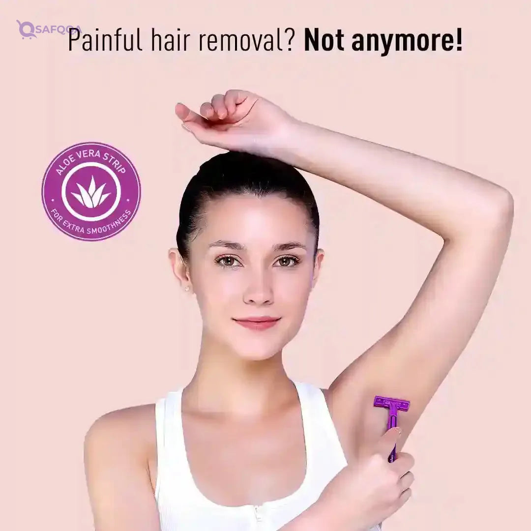 Sirona - Pack of 5 - Disposable Hair Removal Razor for Women | Aloe Boost | for Arms, Legs & Bikini Line | 2 Blade Shaving Razor - Safqqa