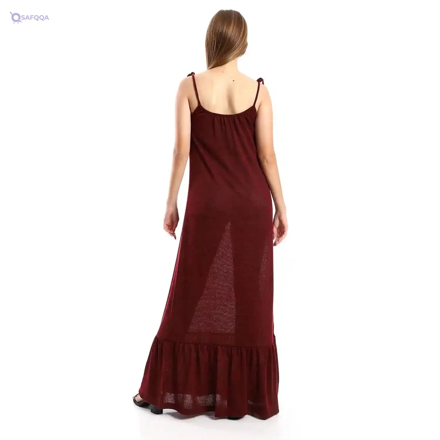 JAMILA Women Knitted Wide Round Collar Tiered Casual Dress - Safqqa Egypt