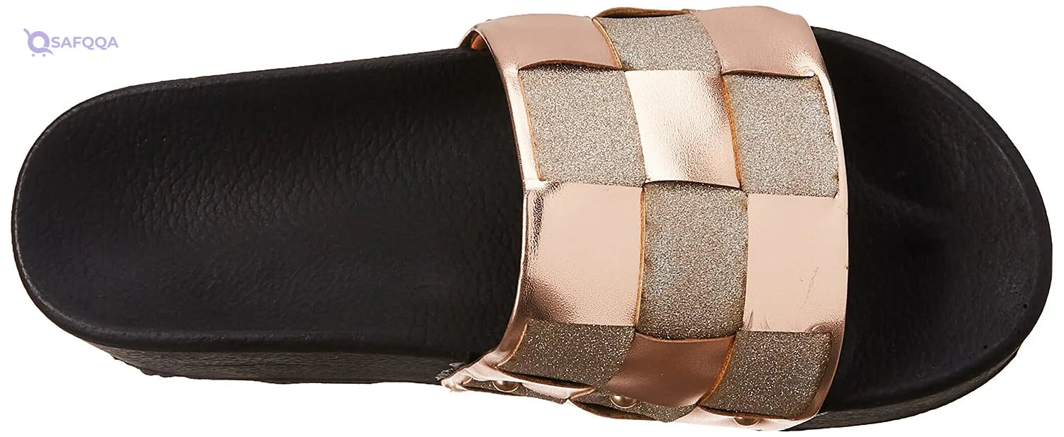 Club Aldo Basket Weave Chunky Sole Slides for Women,Durable rubber sole for excellent grip and traction. - Safqqa