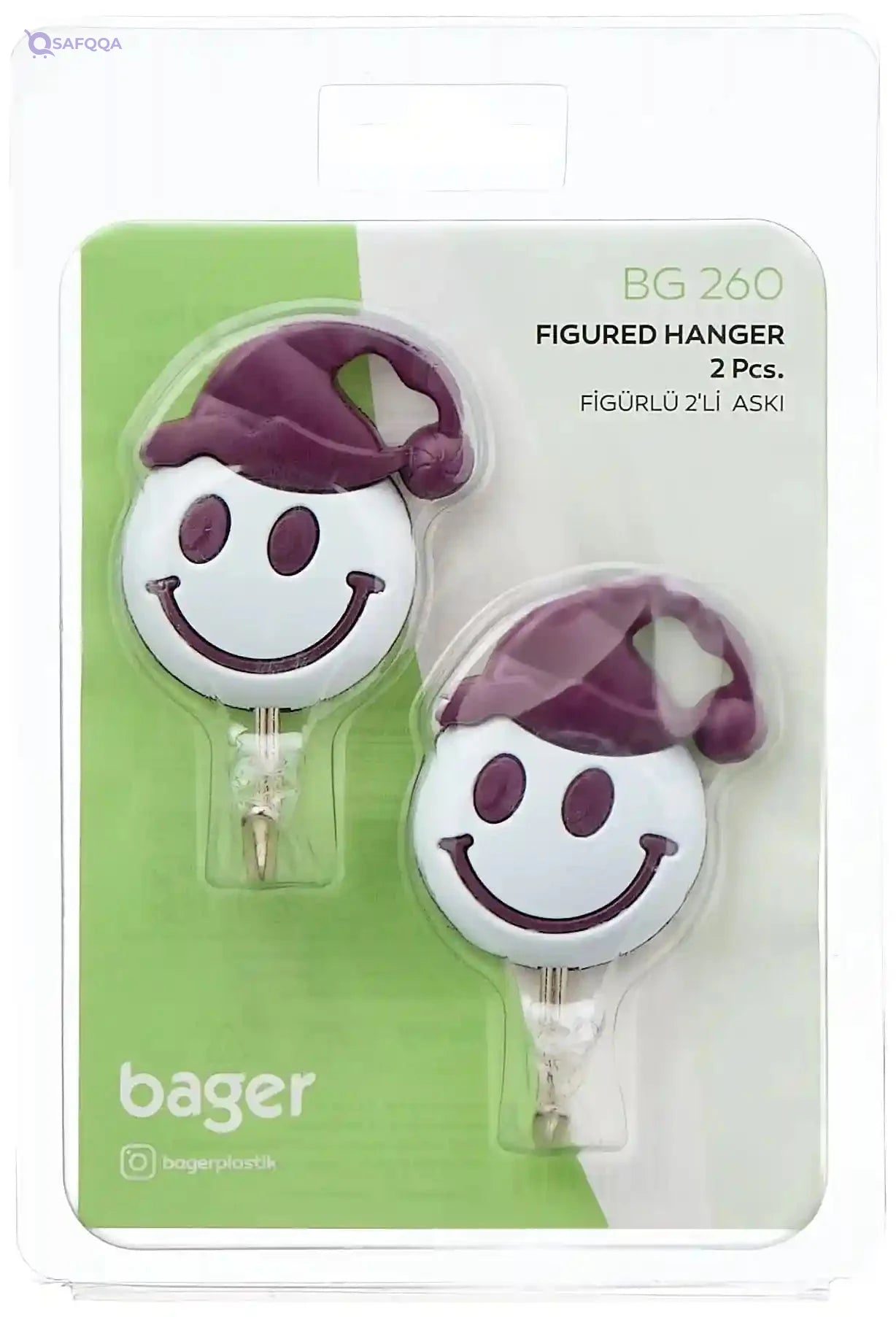 Bager Happy Otter Face Hook & Highlight 2-Piece Plastic Hanger - Safqqa