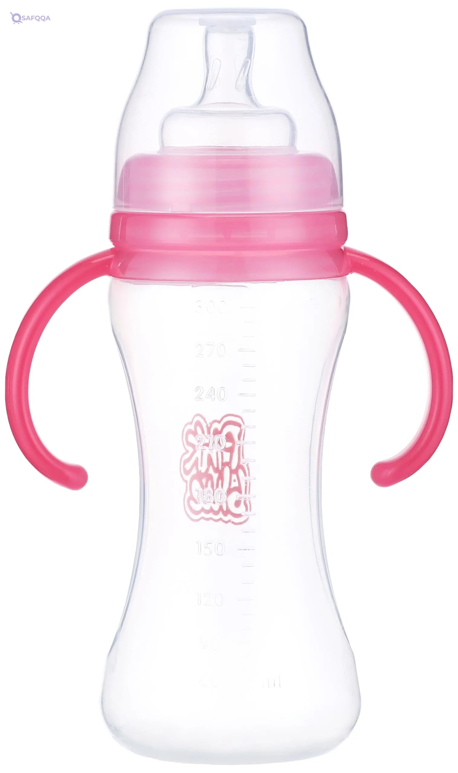 Pink & Blue Premiem Feeding Bottle White Nick With Hand • Ergonomic handle for comfortable grip. - Safqqa