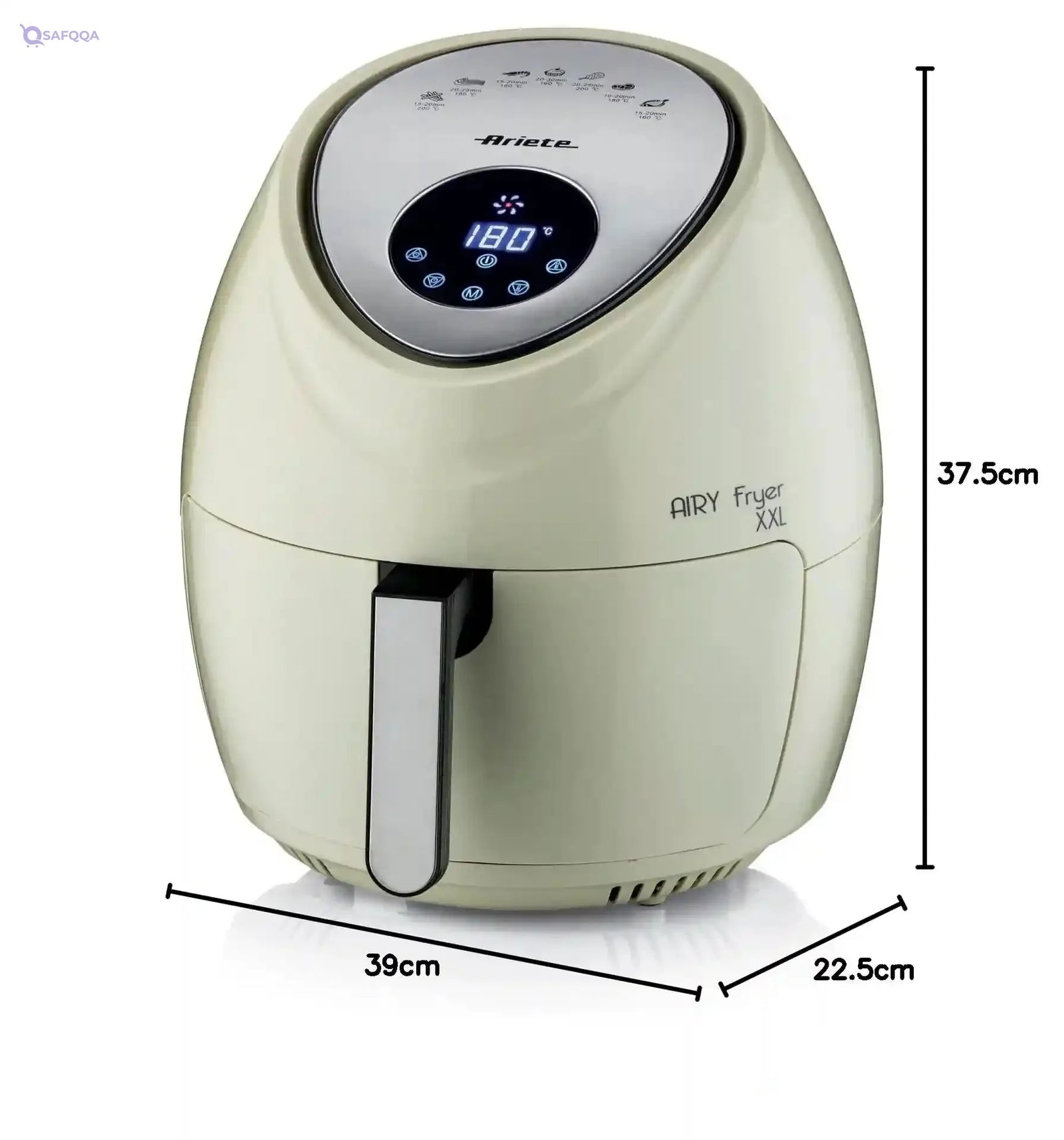 Ariete 4618, Airy Fryer XXL, Air Fryer, 5.5 Litres, Oil-Free Fryer 2.5 kg Fries, 1800 Watt (by Delonghi Group) - Safqqa