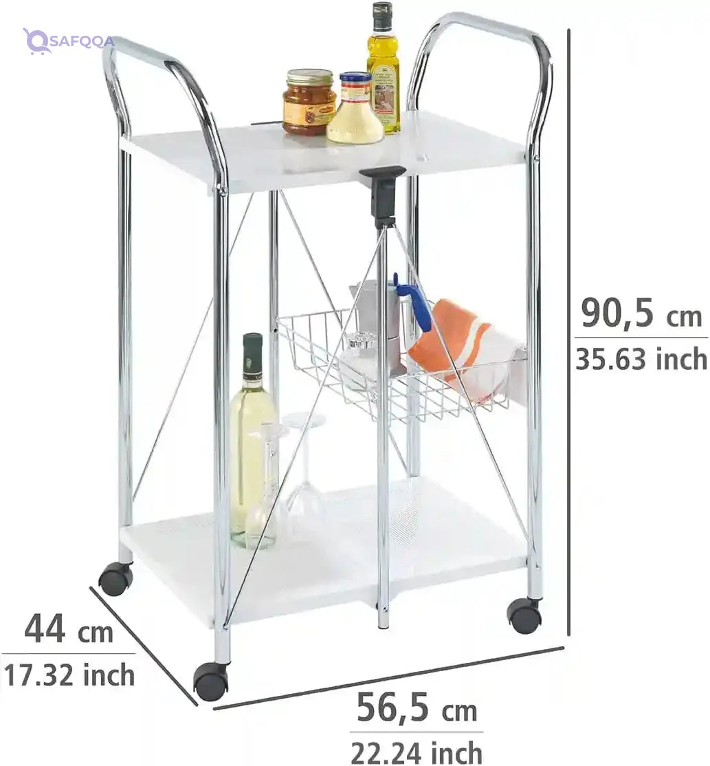 WENKO 3 Tier, Rolling Organizer, Storage Wheels, Metal cart, White - Safqqa