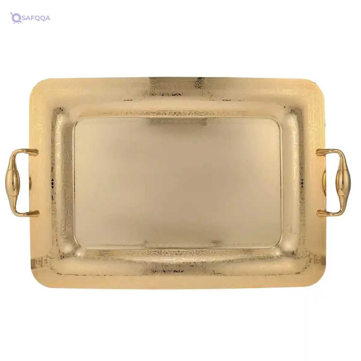 Almarjan Stainless Steel Serving Tray Gold -54.8L x 7.6W x 36.4H centimeters-Open Box - Safqqa