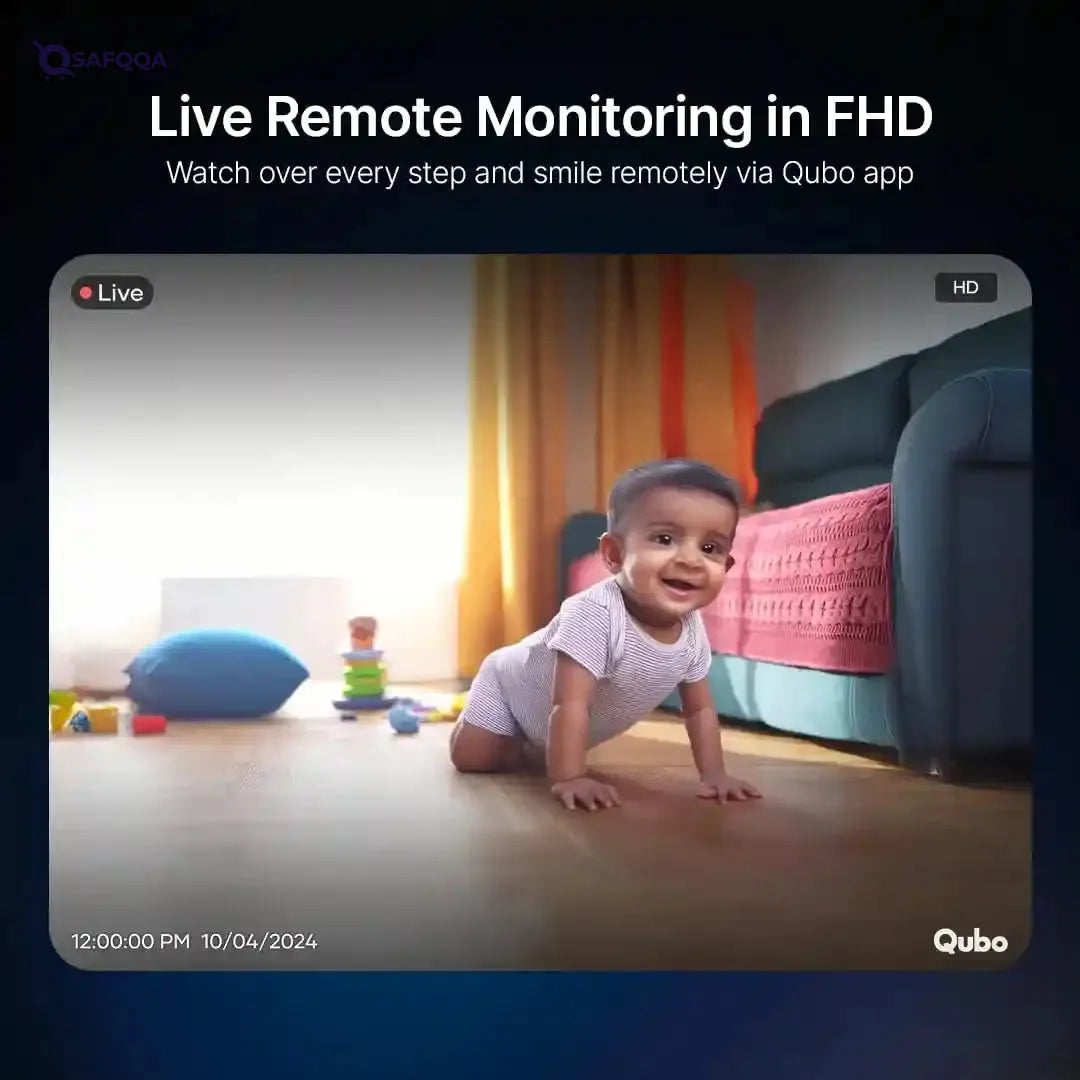 Qubo Smart Baby Camera – 1080P HD WiFi Monitor with Cry Alert & Two-Way Audio - Safqqa