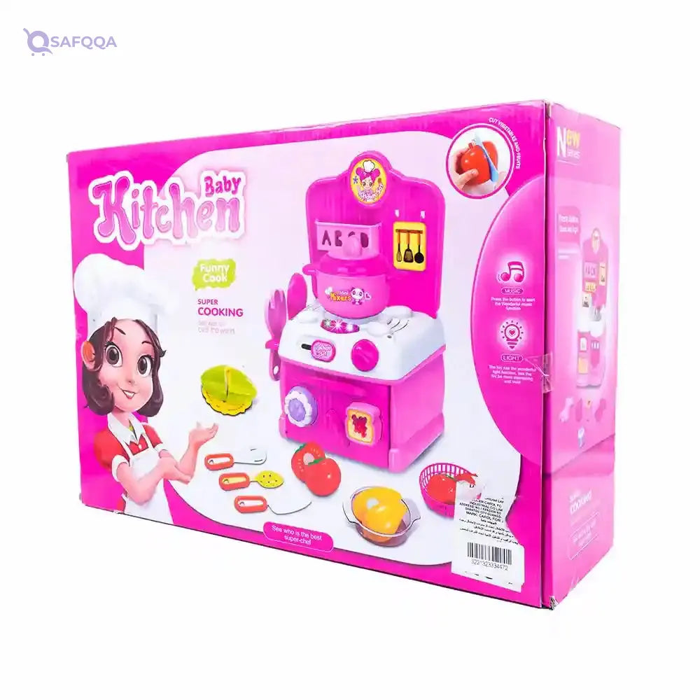 Plastic mini kitchen with cooking tools set toy for kids set of 13 pieces - multi color - Safqqa Egypt