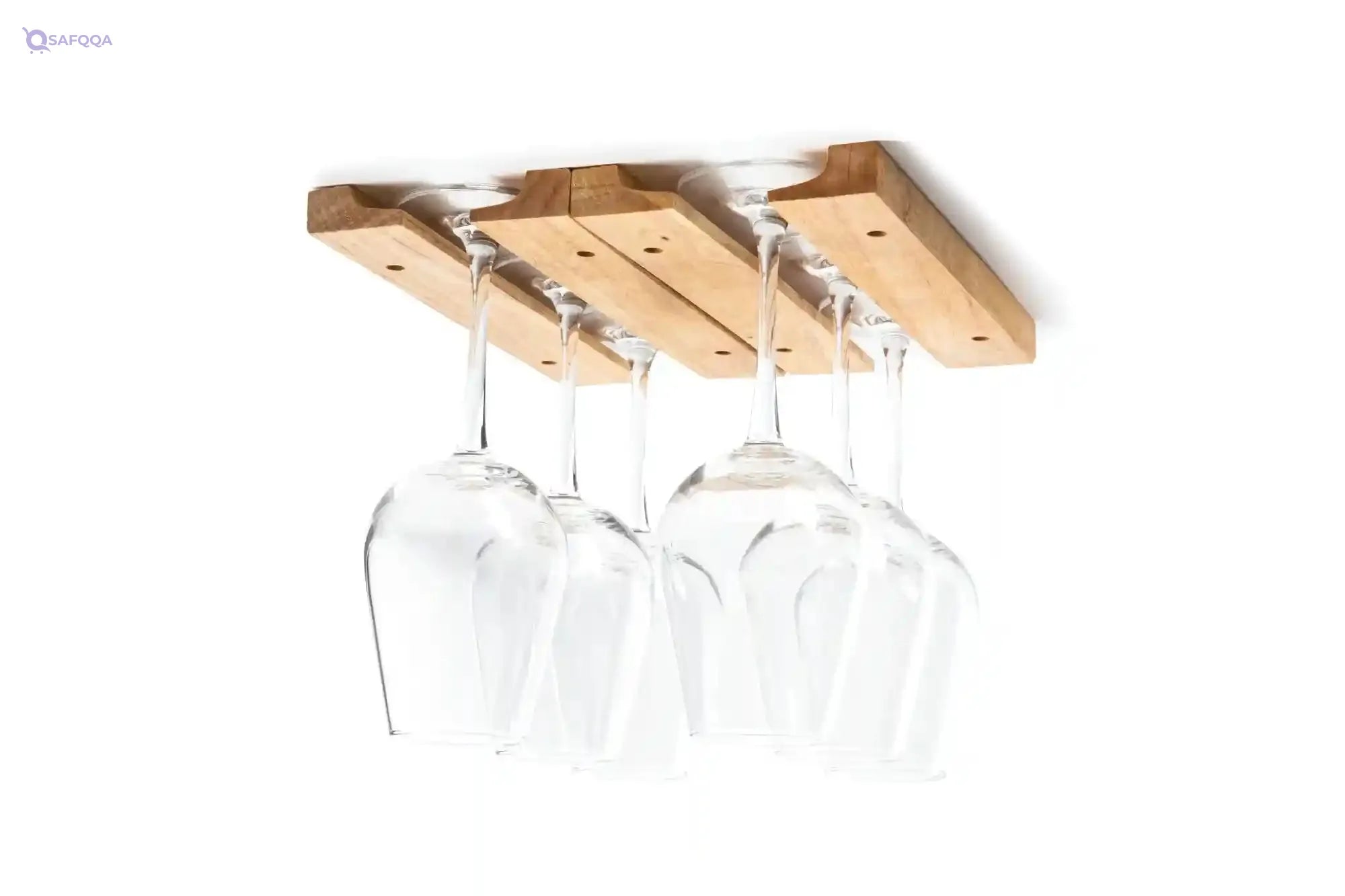 Fox Run Under-Cabinet Mounted Wooden Wine Glass Rack, Compact Design, Brown - Safqqa Egypt