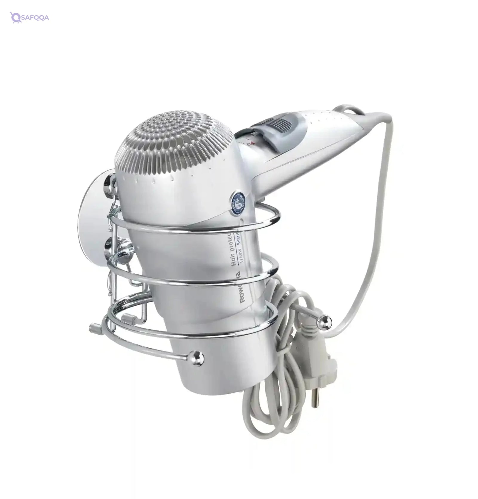 WENKO Hair Dryer Holder, Steel, Cosmetic Styling Tool Organizer for Bathroom, Home Bedroom Accessory, 14 x 7.5 x 11.5 cm - Safqqa