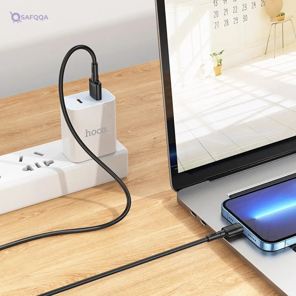 Hoco X83 - Victory Charging And Data Transmittion Cable (2.4A - 1M), USB-A To Lightning Plug, Compatible With Apple iPhone iPad Airpods - Safqqa