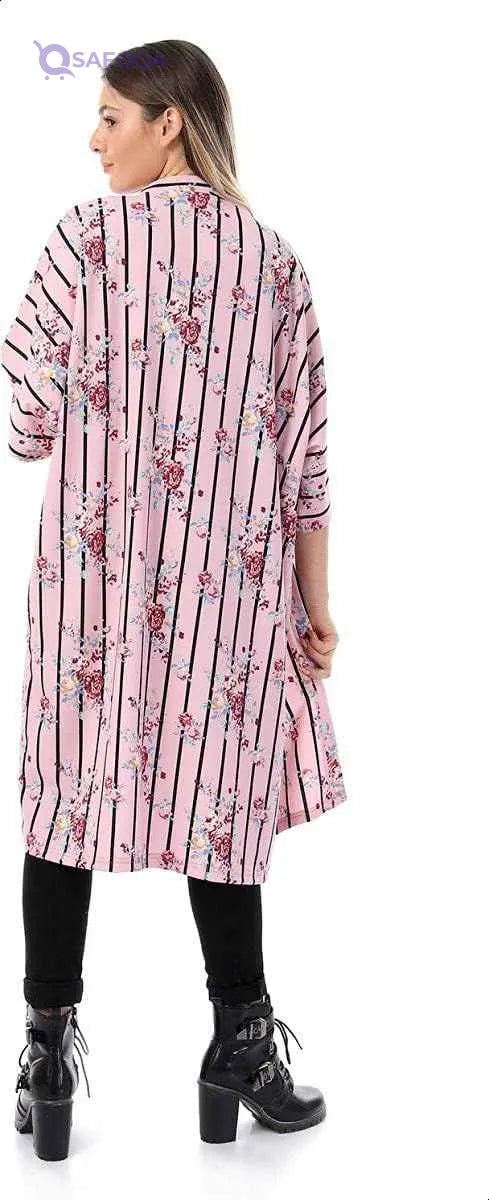 Jamila Women Cotton Floral Patterned Knee Length Kimono - Safqqa Egypt