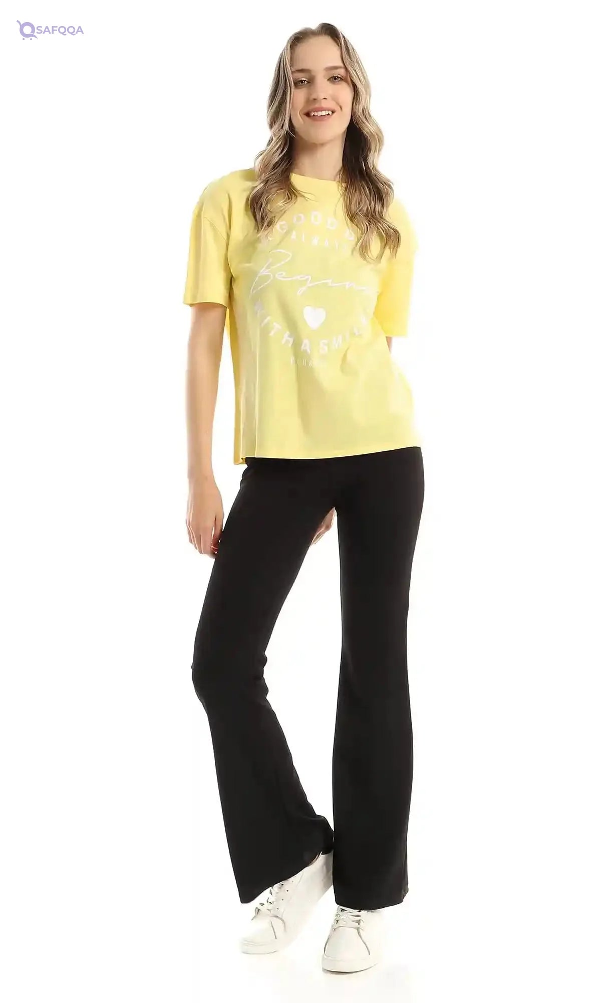 Ravin 98237 Loose Fit Printed Yellow Cotton Summer Tee - Safqqa Egypt