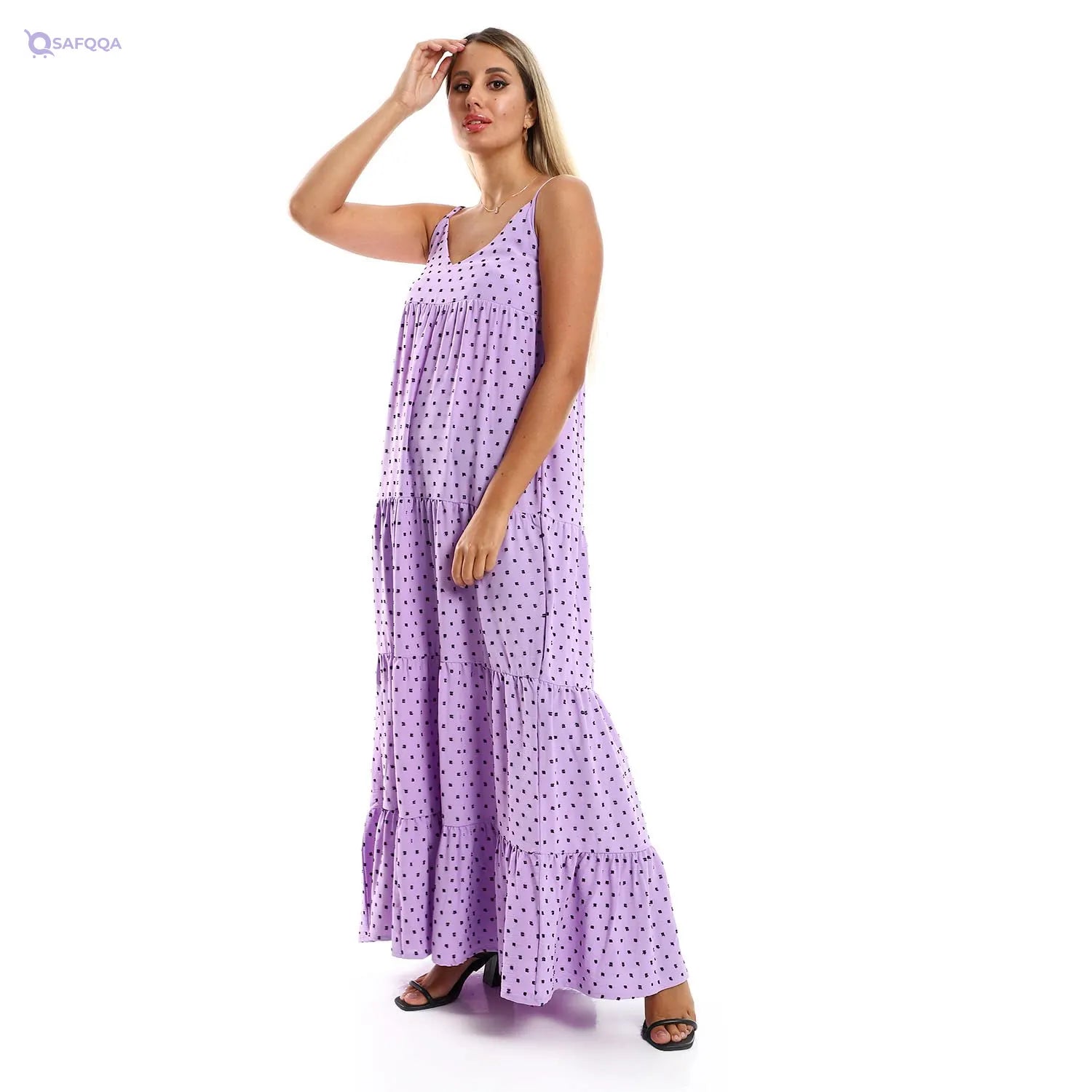 JAMILA Spaghetti Sleeves Tiered Dress For Women,• Relaxed fit allowing freedom of movement. - Safqqa